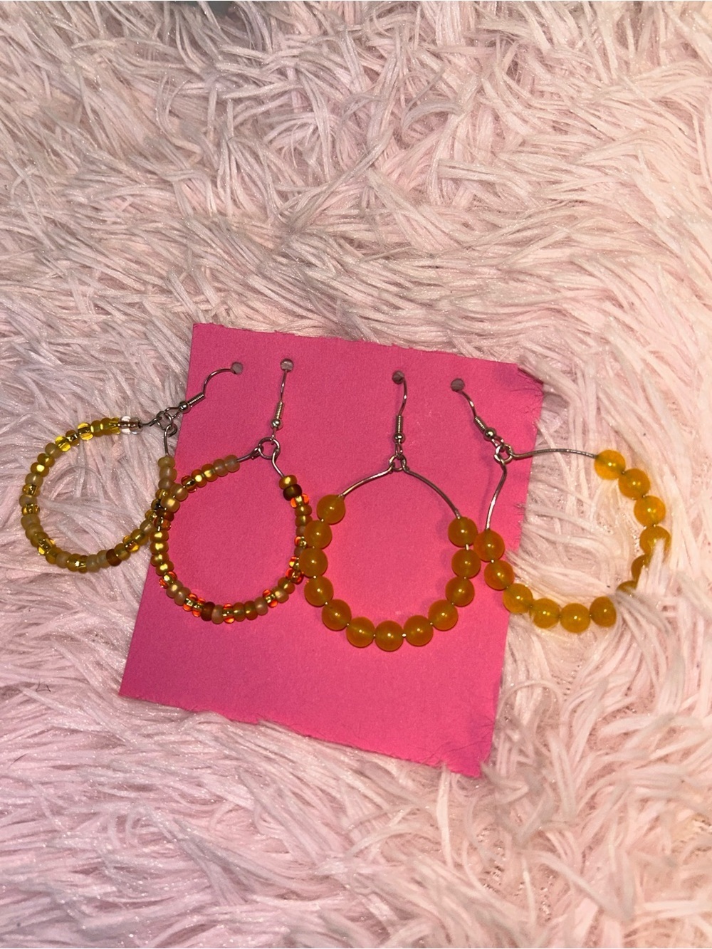 Golden Beaded Hoop Earring set